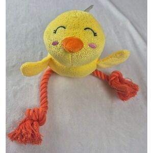 Fringe Studio Dog Toy Yellow Squeaker Rope Sweet Little Chick NEW